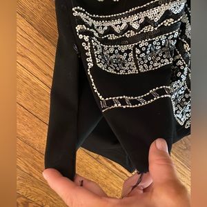 Black and white sequin mini skirt